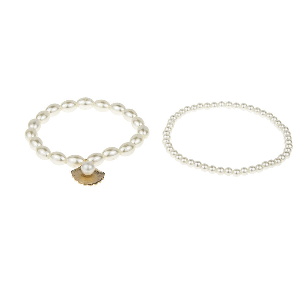 Pearl Anklet Women's Retro Double-Layer Beach Anklet Set