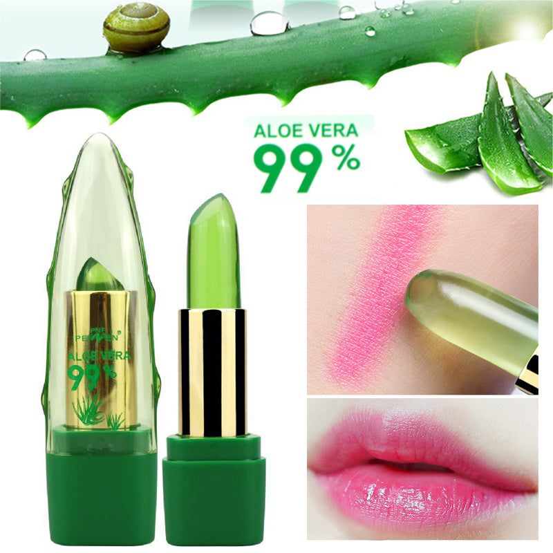 Aloe Vera Gel Color Changing Lipstick Gloss - Moisturizer & Anti-drying - Desalination Fine-grain Lip Blam Care