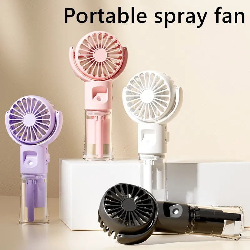 Portable Handheld Spray Fan | 4-Speed Water Spray Mist Fan | Summer Cooling Artifact | USB Charging | Summer Supplies | Outdoor Mini Fan
