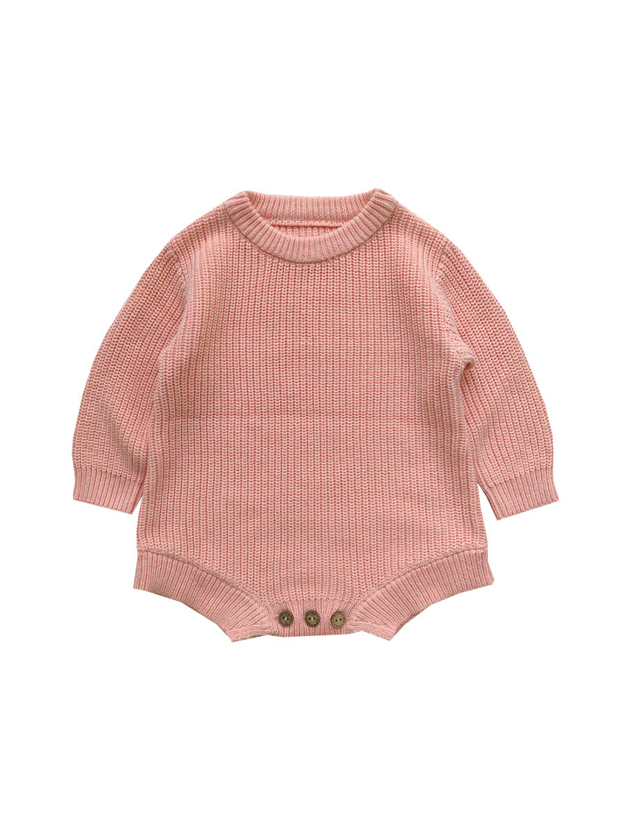 Girls' Pure Cotton One-pieces Long-sleeved Sweater