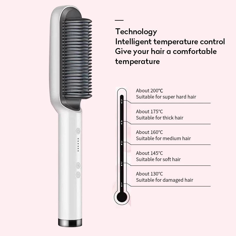 Hair Straightener Hot Comb Negative Ion Curling Tong - Dual-purpose Electric Hair Brush