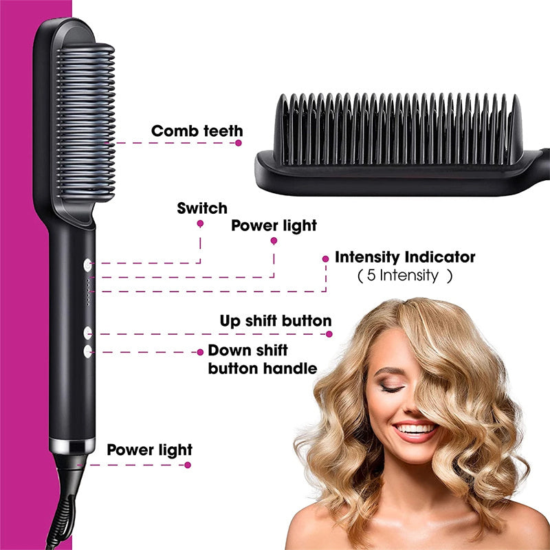 Hair Straightener Hot Comb Negative Ion Curling Tong - Dual-purpose Electric Hair Brush