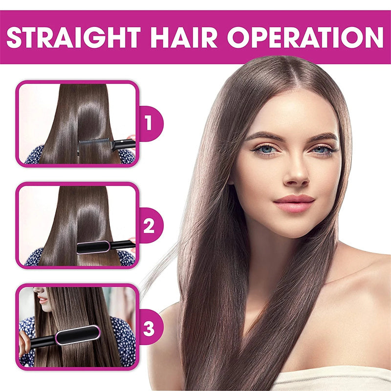Hair Straightener Hot Comb Negative Ion Curling Tong - Dual-purpose Electric Hair Brush