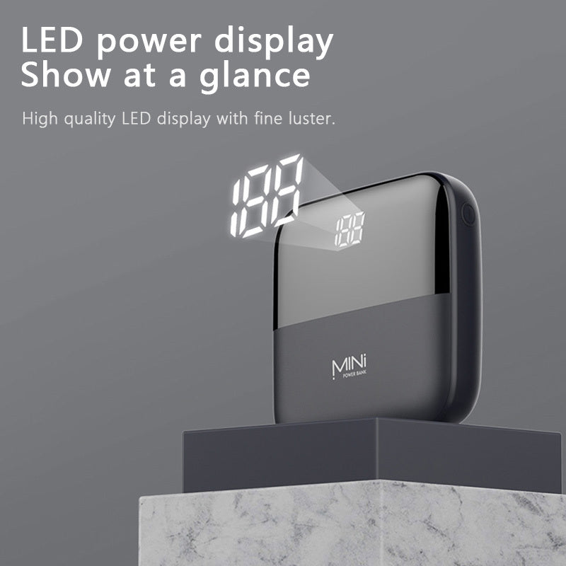 10000mAh Mini Power Bank Portable Charger - On-the-go Charging Solution