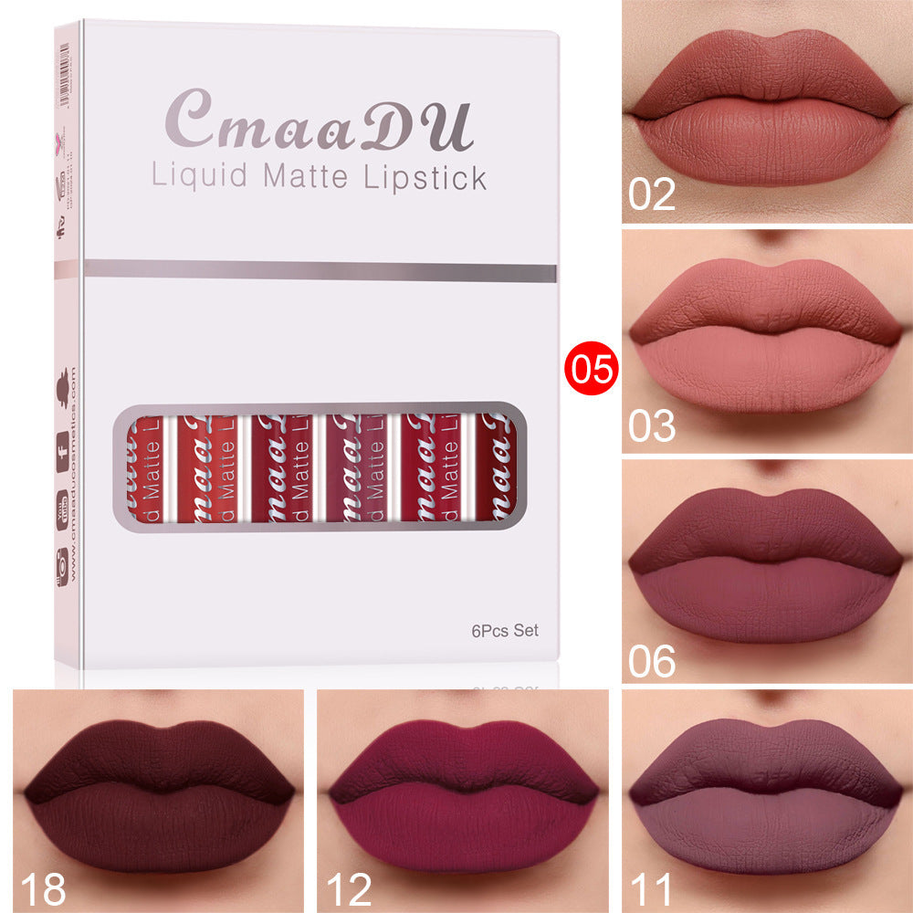 Matte Waterproof Lipstick Long Lasting Lip Gloss - 6 Boxes