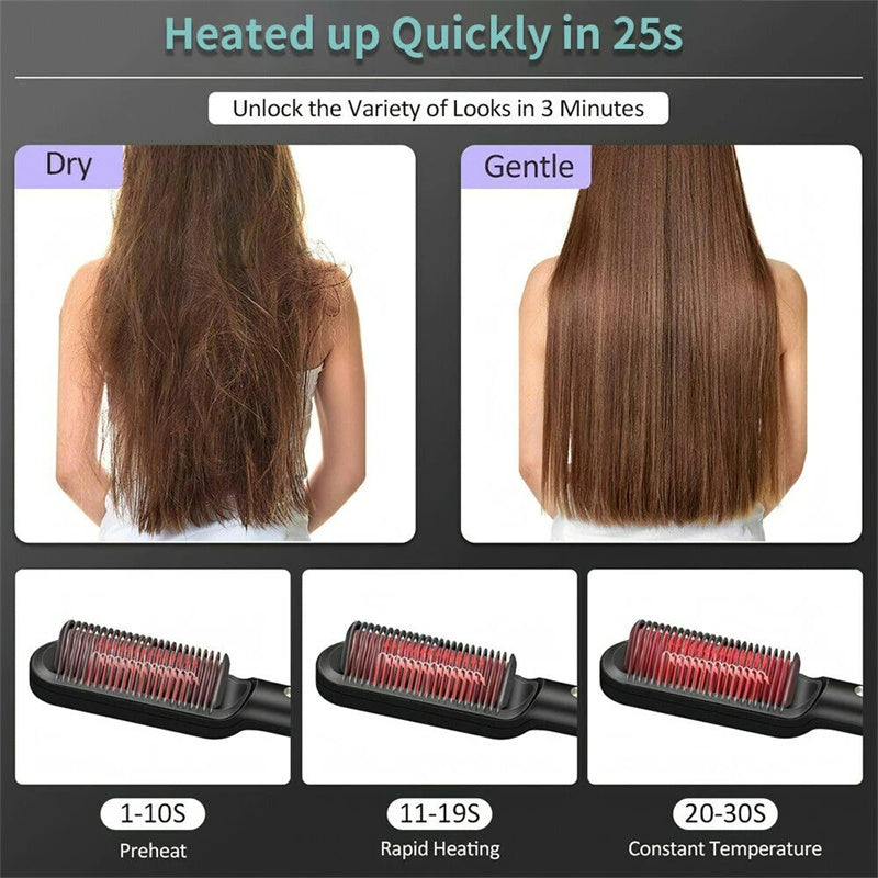 Hair Straightener Hot Comb Negative Ion Curling Tong - Dual-purpose Electric Hair Brush