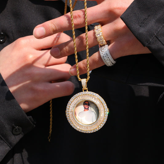 Personalized Photo Pendant Micro Inlaid Cubic Zirconia Necklace