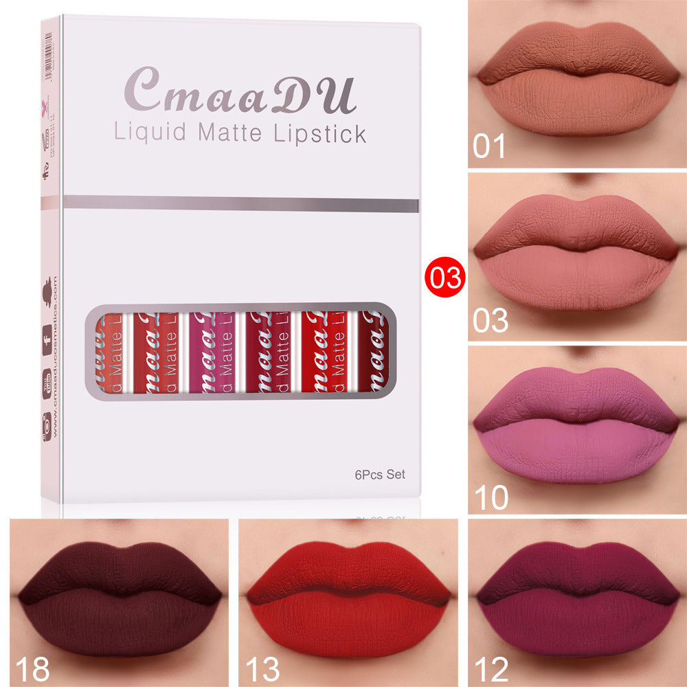 Matte Waterproof Lipstick Long Lasting Lip Gloss - 6 Boxes