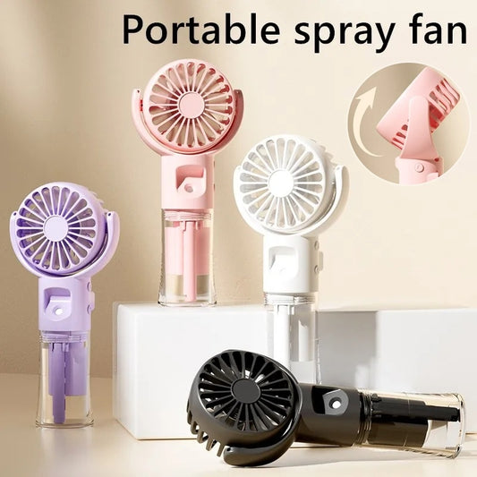 Portable Handheld Spray Fan | 4-Speed Water Spray Mist Fan | Summer Cooling Artifact | USB Charging | Summer Supplies | Outdoor Mini Fan