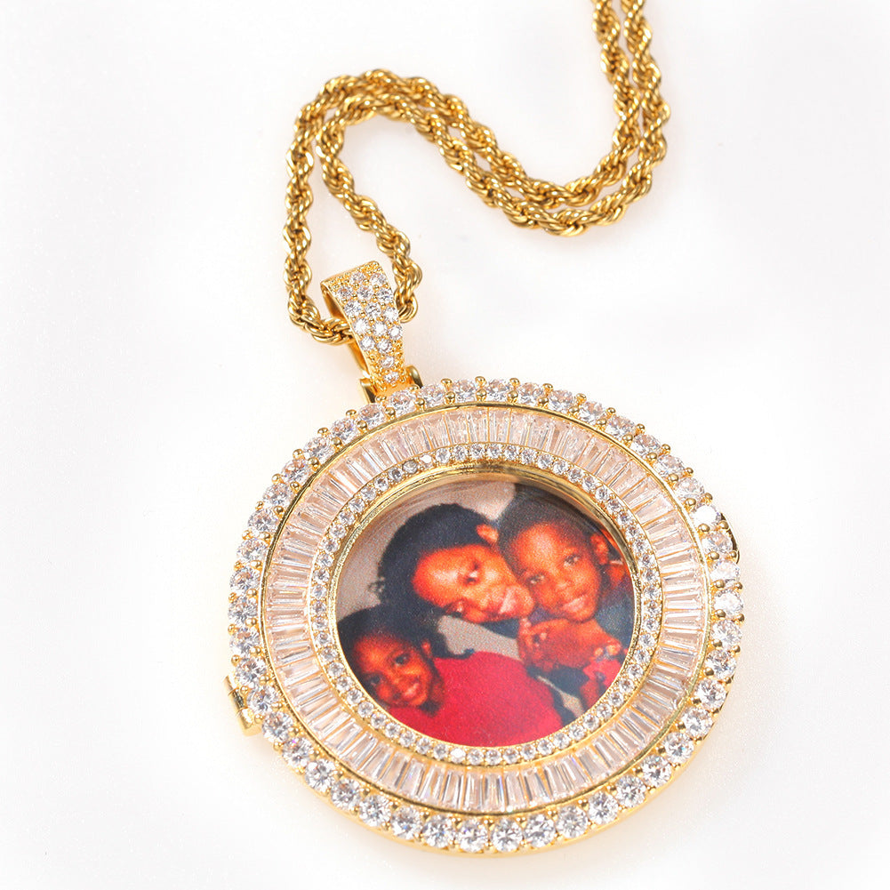 Personalized Photo Pendant Micro Inlaid Cubic Zirconia Necklace