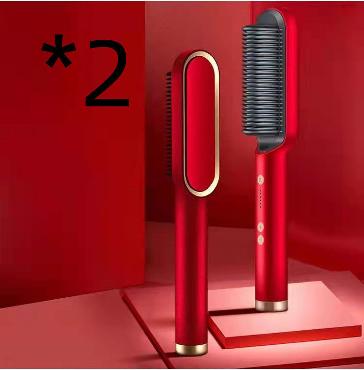 Hair Straightener Hot Comb Negative Ion Curling Tong - Dual-purpose Electric Hair Brush