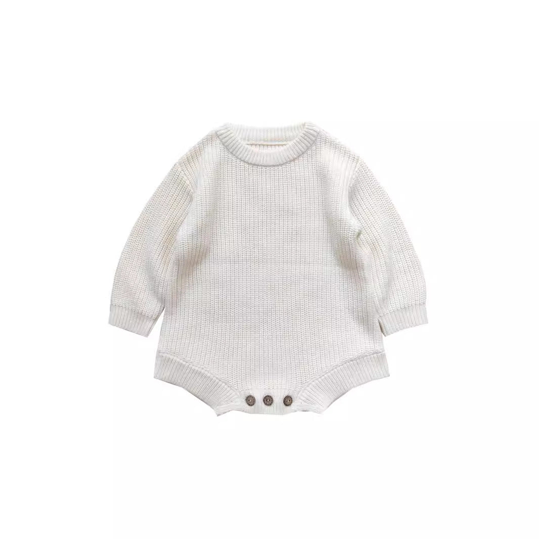 Girls' Pure Cotton One-pieces Long-sleeved Sweater