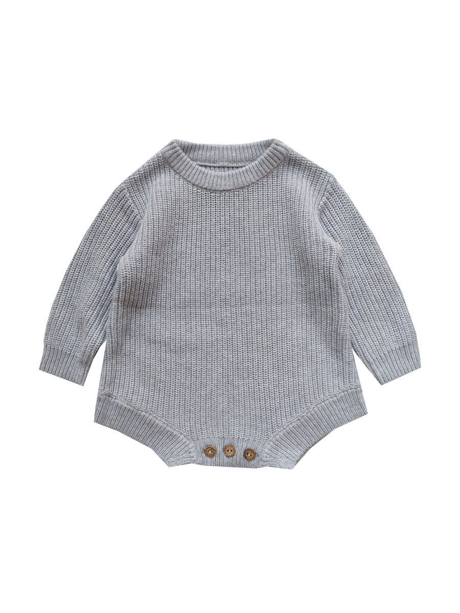 Girls' Pure Cotton One-pieces Long-sleeved Sweater
