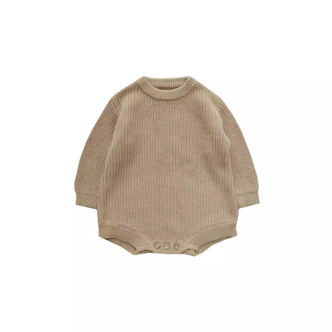 Girls' Pure Cotton One-pieces Long-sleeved Sweater