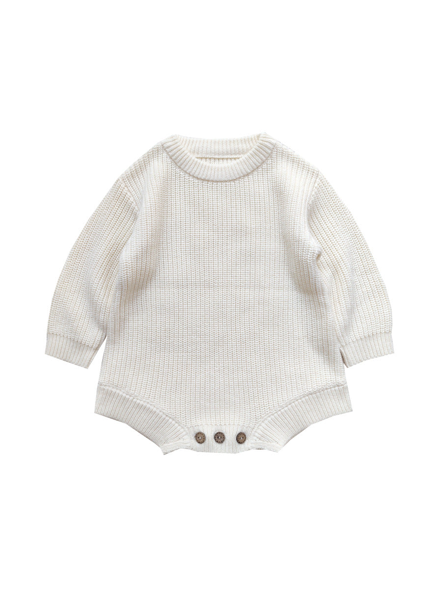 Girls' Pure Cotton One-pieces Long-sleeved Sweater