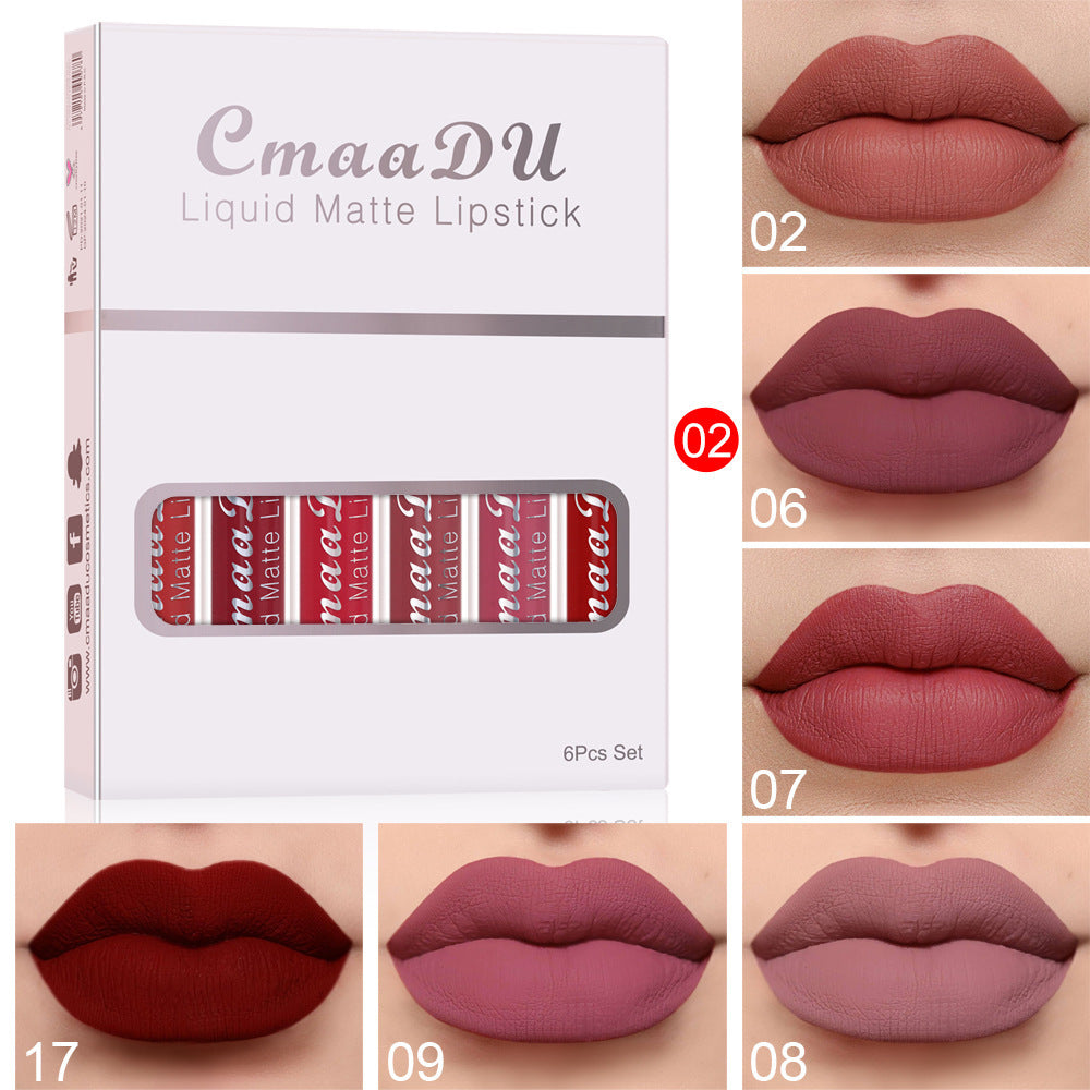Matte Waterproof Lipstick Long Lasting Lip Gloss - 6 Boxes