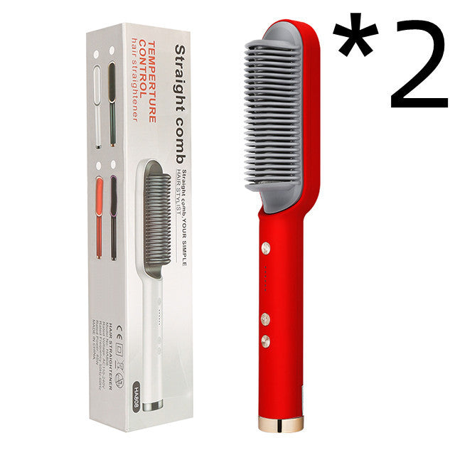 Hair Straightener Hot Comb Negative Ion Curling Tong - Dual-purpose Electric Hair Brush