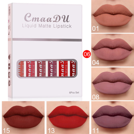 Matte Waterproof Lipstick Long Lasting Lip Gloss - 6 Boxes