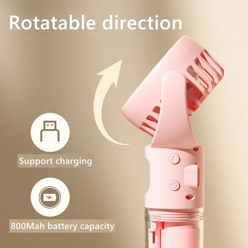 Portable Handheld Spray Fan | 4-Speed Water Spray Mist Fan | Summer Cooling Artifact | USB Charging | Summer Supplies | Outdoor Mini Fan
